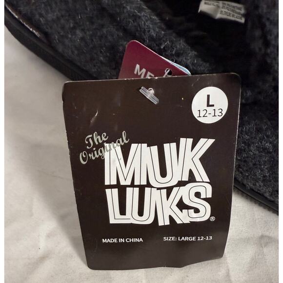 NWT Muk Luks Moccasin Women's Gray Slippers Size Large Fur Lined Memory Foam - Picture 4 of 5